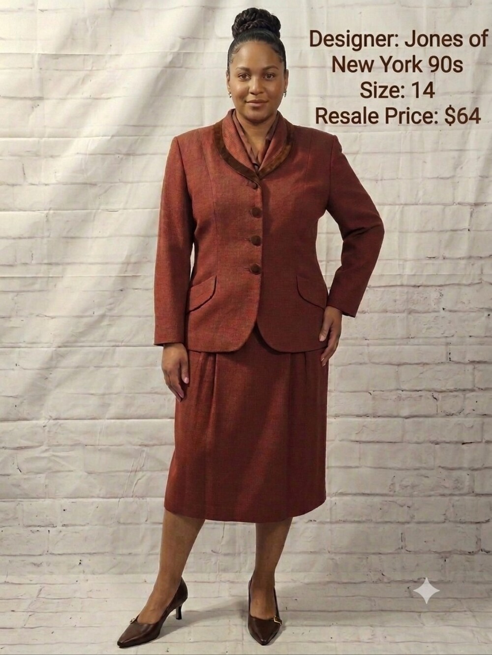 Jones New York Rust-Toned Midi Skirt - Tailored Pencil Silhouette